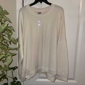 BNWT Aerie cream crochet oversized pullover